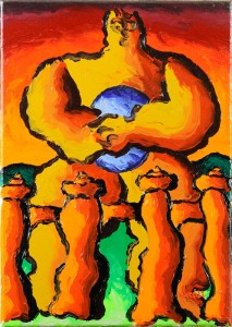 "Dio denaro", 1995 - acrilico su tela, 25x35 cm          