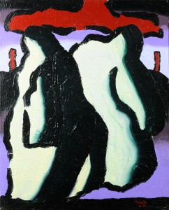 "La morte del dialogo", 1999 - acrilico su tela, 40x50 cm         